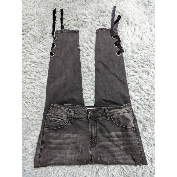 Kensie Jeans Skinny Womens Size 4/27‎ 4 Velvet Tie Off Cuffs Black 25 inseam - Picture 3 of 10